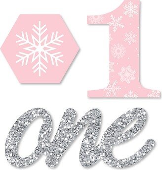 Big Dot Of Happiness Pink Onederland - Shaped Snowflake Winter Wonderland Birthday Cut-Outs - 24 Ct