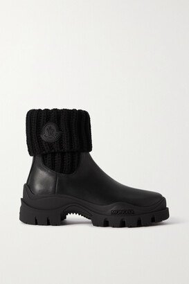 Larue Ribbed-knit And Leather Ankle Boots - Black