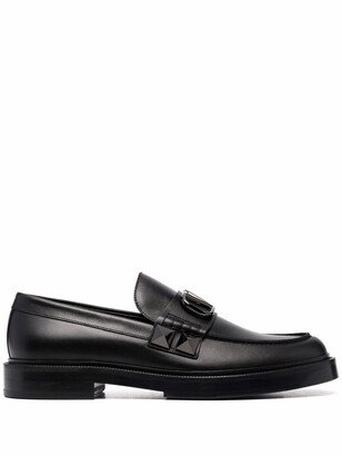 Stud Sign leather loafers