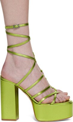 Green Evita Platform Sandals