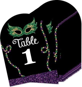 Big Dot of Happiness Mardi Gras - Masquerade Party Double-Sided 5 x 7 inches Cards - Table Numbers - 1-20