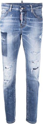 Distressed-Effect Tapered Leg