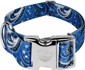 Country Brook Petz 1/2 Inch Premium Blue Paisley Dog Collar (Large)