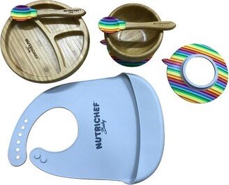 Rainbow Dinnerware Set with Bibs for Kids