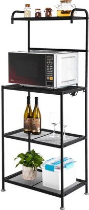 IGEMANINC Storage Shelf to Store Bowls, Wine and Spices,4-Tier Metal Kitchen Baker's Rack,Microwave Oven Stand