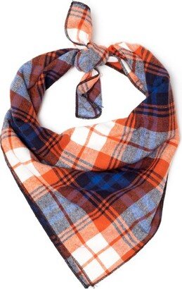 The Worthy Dog Plaid Classic Square Tie-On Bandana - Rust/Navy - L