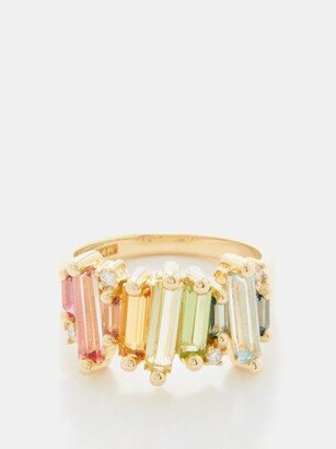 Rainbow Diamond, Topaz & 14kt Gold Ring