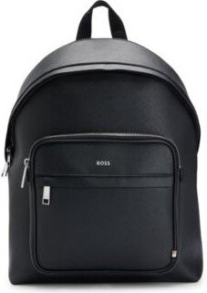 Bonded-leather backpack with branded polished hardware