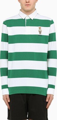 Green/white long-sleeved polo shirt