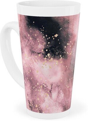 Mugs: Watercolor Marble - Pink Tall Latte Mug, 17Oz, Pink