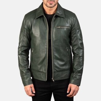 Lavendard Green Leather Biker Jacket