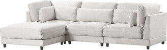 NINEDIN 2 Pieces L Shaped Sectional Sofa w/Removable Ottomans & Waist Pillows
