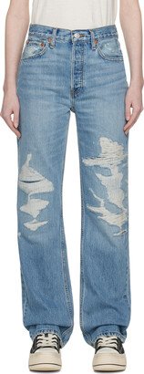 Blue High-Rise Loose Jeans