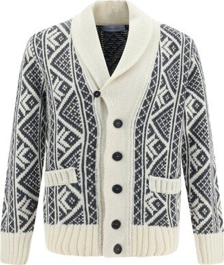 Patterened Intarsia-Knit Buttoned Cardigan