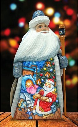 G.DeBrekht Woodcarved and Hand Painted Santa Christmas Story Santa Figurine