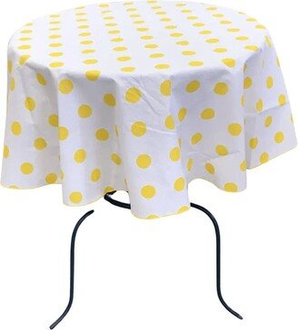 Round Poly Cotton Print Tablecloth | Polka Dot Yellow On White. Choose