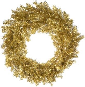 48 Gold and Silver Tinsel Artificial Christmas Wreath, Clear Dura-lit Incandescent Lights