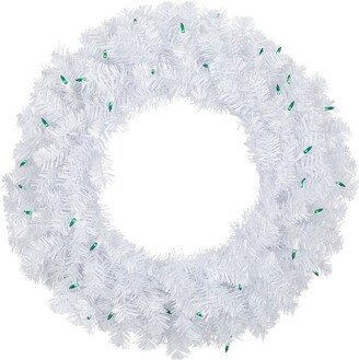 Northlight Pre-Lit Woodbury White Pine Artificial Christmas Wreath, 24-Inch, Green Lights