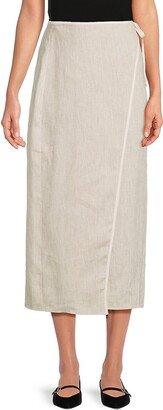 Linen Wrap Midi Skirt