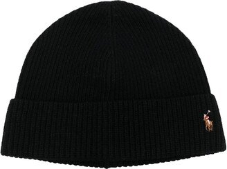 Embroidered-Logo Ribbed-Knit Hat