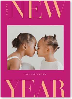 New Year's Cards: Bright Tones New Year's Card, Pink, 5X7, New Year, Matte, Signature Smooth Cardstock, Square