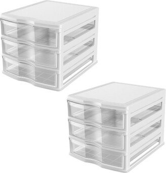 Life Story 3 Drawer Stackable Shelf Organizer Plastic Storage Drawers for Bathroom Storage, Make Up, Or Pantry Organization, White (2 Pack)