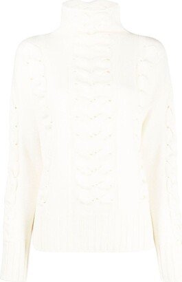 Open-Knit Detail Roll-Neck Jumper