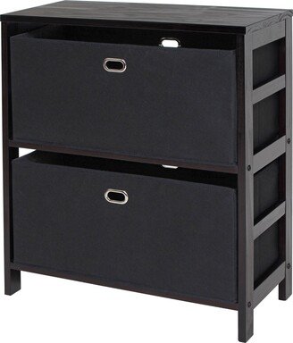 Torino 3-Pc Storage Shelf with 2 Foldable Fabric Baskets, Espresso and Black - 25.2 x 11.22 x 29.21 inches