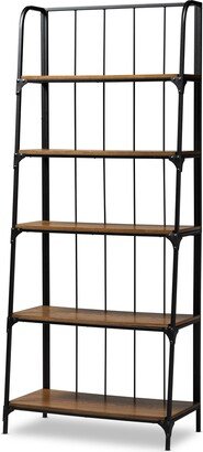 Ceren Vintage Rustic Industrial 5-Tier Living Room Ladder Shelf