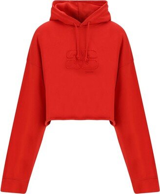 Logo Detailed Drawstring Cropped Hoodie