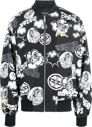 Graffiti Daruma-print bomber jacket