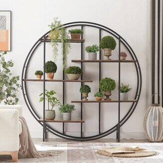 BEYONDHOME Round 5-Tier Metal Plant Stand Bookcase - Indoor Living Room, Terrace, Garden, Balcony Display Rack