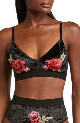 Floral Embroidered Triangle Bralette-AA