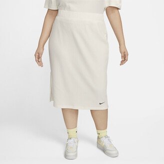 Women's Sportswear High-Waisted Ribbed Jersey Skirt (Plus Size) in White