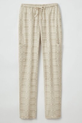 Women's Jacquard Linen Ankle Pants - Flax Multi - PL - Petite Size