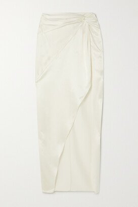 Wrap-effect Silk-blend Satin Maxi Skirt - Ivory