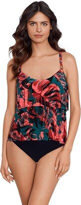 Livin Lush Grace Tankini Top (Black/Multi) Women's Swimwear