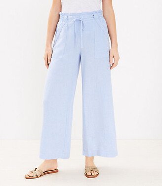 Pull On Linen Blend Wide Leg Pants