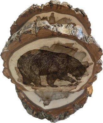 Log Slice Napkin Holder/ Home Decor/ Accessories Bear Laser Engraved