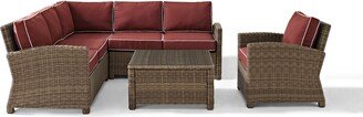 Crosley Furniture Bradenton 5-Piece Outdoor Wicker Seating Set with Sangria Cushions
