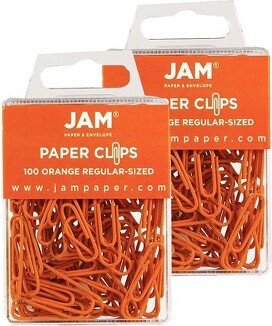 JAM Paper & Envelope JAM Paper Colored Standard Paper Clips Small 1 Inch Orange Paperclips 42186870A