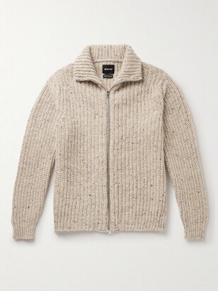 Loose Ends Ribbed Donegal Wool Zip-Up Cardigan