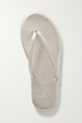 Saionara Metallic Leather Flip Flops - Gold-AA