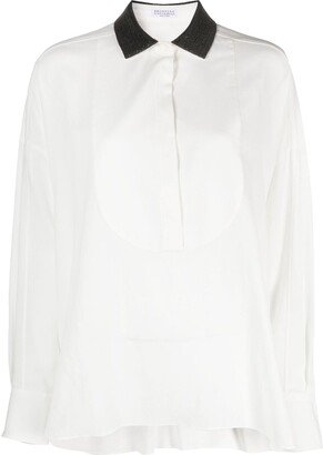 Monili-bead cotton shirt