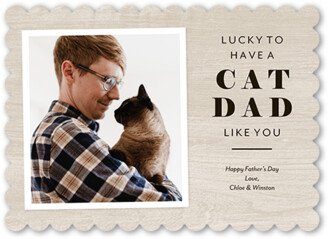 Father's Day Cards: Cat Dad Father's Day Card, Beige, 5X7, Pearl Shimmer Cardstock, Scallop