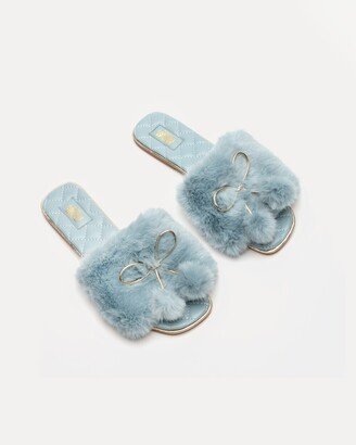 Faux Fur Slipper Light Blue