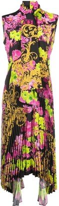 Logo Orchid-print midi dress