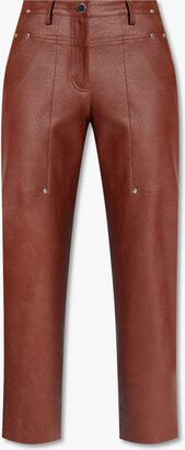 Vegan Leather Trousers - Brown