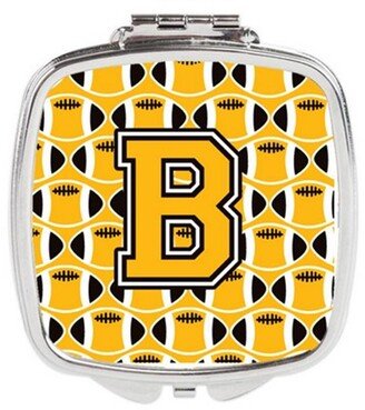 CJ1080-BSCM Letter B Football Black, Old Gold & White Compact Mirror