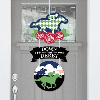 Big Dot Of Happiness Kentucky Horse Derby - Hanging Porch Outdoor Decor - Front Door Decor 3 Pc Sign